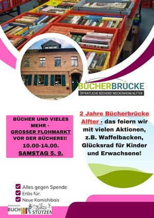 Großer Bücherflohmarkt zum 2-jährigen Bestehen der Bücherbrücke Alfter